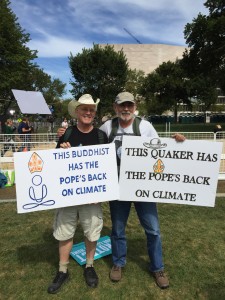 Doug Hendren and Dave Pruett express the spirit of the climate rally on the National Mall