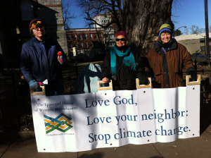 Diana Spurgin, Lucy Robinson, and Margaret Bullitt-Jonas at No KXL rally, Dec. 13, 2014